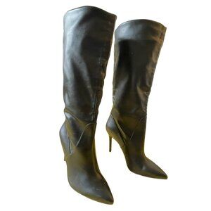Black Faux Leather Knee-High Stiletto Heel Boots Size 8.5 Jessica Simpson